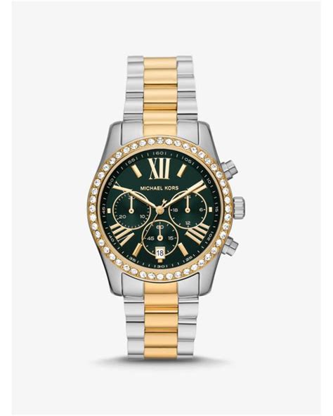 michael kors m3682|oversized lexington two tone watch.